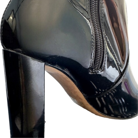 ALDO BLOCK HEEL ANKLE BOOTS WOMENS SZ 7 BLACK PATENT FINISH ZIPPER CLOSURE - Picture 13 of 16